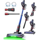 VersLife Cordless Vacuum Cleaner 40KPA/500W/45MIN,Broom Vacuum Cleaner | Cordless Vacuum Cleaner with LED Display, Green Ligh