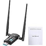 USB WiFi Adapter, Techkey USB WiFi Dongle Dual WiFi Antenna 1200Mbps Dual Band 2.42GHz/300Mbps 5.8GHz/867Mbps Wireless Adapte
