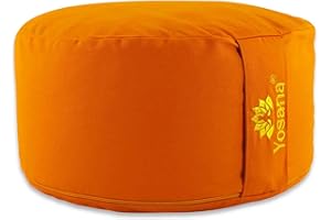 ‎YOSANA Yosana Yogakissen Meditationskissen, rund, mit Bio-Dinkelfüllung aus Deutschland - Yoga Kissen mit 17cm Sitzhöhe & 35cm Durchmesser, Sitzkissen Boden mit waschbarem Biobaumwolle Bezug und Tragegriff