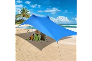 HIDEWALKER Grande Tenda Parasole Spiaggia Portatile con Aste in Alluminio Tenda Spiaggia Parasole Resistente allo Strappo Multifunzione Terrazza Tende Gazebo