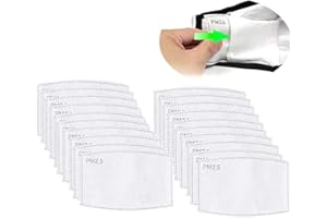 H&S PROFESSIONAL 20 Pieces Activated Carbon Replaceable Filter For Cotton Face Masks - 5-Layers Anti Haze Filters, Protective PM 2.5 Mouth Filter