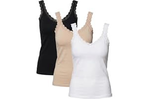 Ntelioglou 3-pack damspaghettiband-camisoles med spetstrimning
