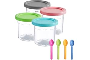 Firulab 2/4piezas pintas Helado, recipientes Helado a Prueba Fugas con Tapas para pintas Ninja Creami NC301 NC300 NC299AMZ CN305A CN301CO Series Ice Cream Maker