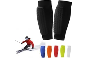 NICOONIU Ski Shin Guards Gel, Ski Guard Socks,2026 New Shin Guards Pads Socks for Skiing,Calf Compression Sleeve with Honeycomb Pads,Breathable Elastic Anti-Collision for Skiing & Snowboarding