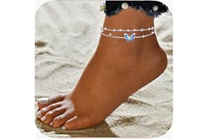 Tusuzik Cavigliera Donna Argento Sterling 925 Spiaggia Gioielli Regalo di Moda per Ragazze Idee Per L'estate Cavigliere a Strati