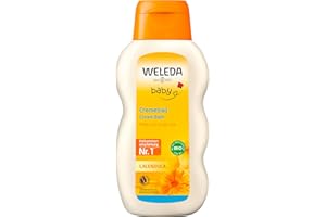 ‎WELEDA WELEDA Bio Baby Calendula Cremebad - veganer Naturkosmetik Badezusatz mit Mandelöl & Sesamöl pflegt die Haut & schützt sie vor dem Austrocknen. Baby Bad ohne Tenside für Babys & Kinder (1x 200ml)