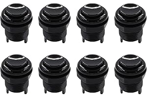 SJ@JX 8 x Arcade 28 mm Push Button Keyboard MX Microswitch Screw in Type Button for Arcade Game MAME Jamma Joystick Raspberry Pi Machine UA, czarna