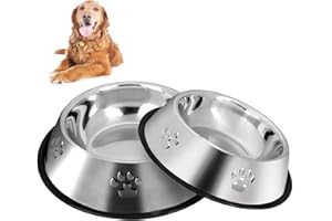 SUOXU 2 Stück Edelstahl Hundenapf, rutschfeste Hundenäpfe/Futternapf,Hundenapf Mittelgroße Hunde (M-22cm/8.6")