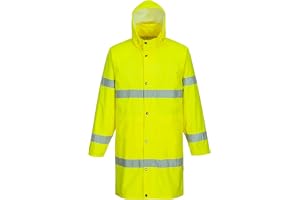 Portwest H442 Regnjacka Hi-Vis 2 Fickor Reflekterande Tejp Stuva Undan Huva