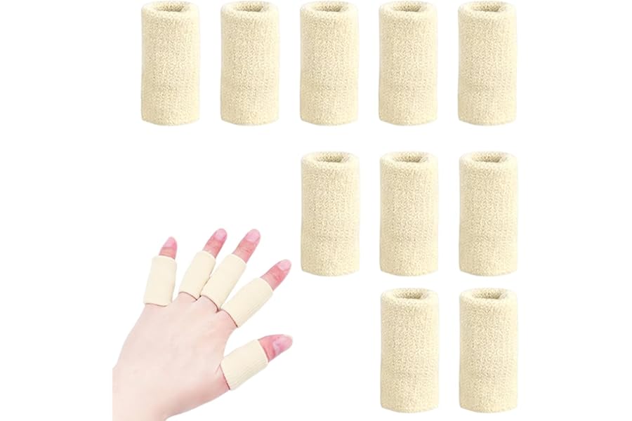GZSYWZ 10 Pieces Finger Sleeves Support - Breathable Finger Compression Protectors Sleeve Thumb Brace Support for Basketball, Goalkeeper, Tennis, Baseball