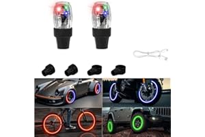 MINSEZHI Car Tire Wheel Lights,Tire Valve Light,with Motion Sensors Colorful,for Car Bicycle Motorcycles Accessories.(2 Pcs)