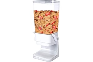 Tokokimo Dispensador Cereales, No Tritura los Cereales al Servir, Dispenser Cereali para Desayuno, Dulces, Nueces, Frijoles, Granola, Gran Capacidad de 5,5 L (Blanco, Juego de 1)