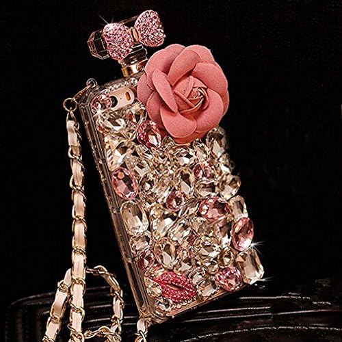 iPhone 6 6S Case,iNenk Luxury 3D Handmade Glitter Diamond Bling Crystal Rhinestone Perfume Bottles Phone Case Back Cover for iPhone 6 6S 4.7 Inch - Rose Lips