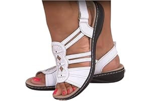 azaz Sandales Et Nu-pieds Femme Confortables Sandale Avec Boucle Sandale Réglable Sandale Femme Ete Plate Respirantes Semelles épaisses Compensées Sandales Chaussures Sandales Mode Femme