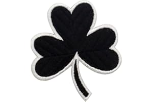 EMBTAO Trifoglio irlandese tattico Lucky Shamrock Irlanda con Fissaggio Chiusura a uncino e asola Ricamata Toppa, Bianco nero