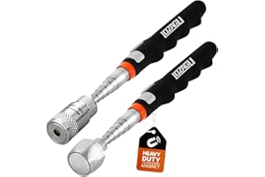 LOZAGU 2 Pack Telescoping Magnet Pick-up Tool Set (16lb Pull Force) and LED Extendable Magnetic Pick Up Tools