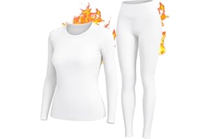 HiZiTi Camiseta Termica Mujer Invierno Conjunto Interior Termico Manga Larga Ropa para el Frio Extremo Camisetas Mallas Pantalones Leggings Térmicos Ropa Nieve Negro Blanco