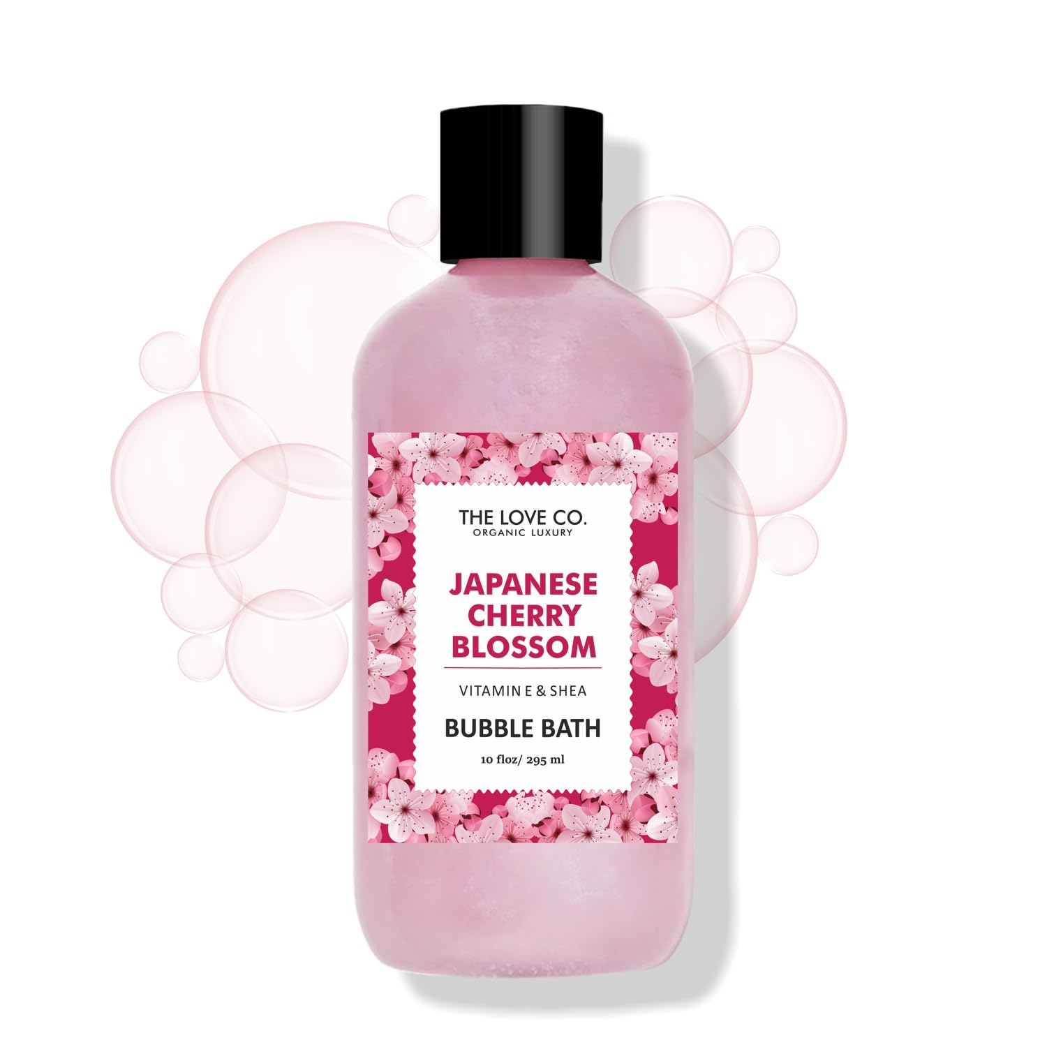 THE LOVE CO. Luxury Japanese Cherry Blossom Bubble Bath - Aromatherapy Soap and Bath Oil with Epsom Salt for Dry Skin - Moist