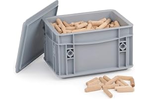 Chevilles rainurées WFix 8mm x 40mm Tourillons 1 kg en bois de hêtre labellisé FSC dans boite de rangement réutilisable