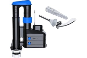 PlumbEZ Universal Dual Flush Toilet Syphon 1½" BSP Adjustable 7.5"–9.5" Internal Overflow WRAS Approved + Chrome Toilet Cistern Handle Adjustable Arm – Toilet Flush System Replacement Kit