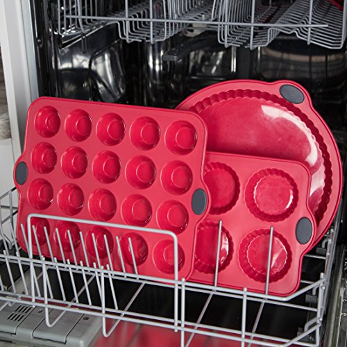 Levivo Silikon Kuchen-Backform / Silikon-Kuchenform 26 x 20 cm, Rot - 5