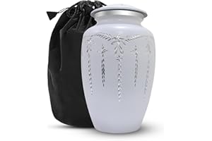 SOLACE FOREVER White Cremation Urn for Ashes Adult Male & Female - White Adult Urn for Human Ashes With Velvet Bag - Honour Your Loved One with Large Urn for Adults - Big Memoral White Urn for Men & Women