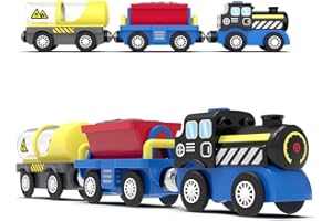TOPLIVING tren accesorios de tren de locomotora a pilas, tren de ingeniería se adapta a todos los juegos de tren para niños pequeños, motor potente tren juguete para sistema de tren de madera, tren