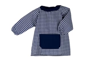 KLOTTZ Grembiule Scolastico Senza Bottoni a Quadri. per Asilo e lavoretti Manuale.