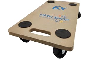 6x HMH-Shop Rollbrett (LxBxH) 58cm x 30cm x 12cm Transportroller MDF Möbelroller Möbelhund Roller bis 200 kg Transportbrett Helfer Umzugshelfer Möbelroller 1,8cm Brettdicke