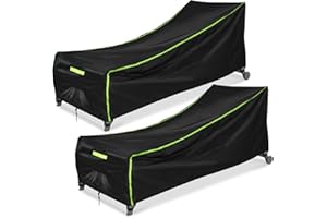 GARPROVM Lot de 2 housses de protection pour chaise longue - Résistante aux intempéries - 200 x 75 x 40/70 cm - Tissu Oxford 210D - Imperméable à la poussière - Avec ventilation - Bâche d'extérieur