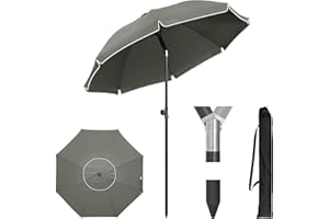 WOLTU Parasol przeciwsłoneczny, średnica 135/155/175 cm, ochrona przed promieniowaniem UV, UPF 50+, regulacja wysokości i zginany, przenośny, z torbą do przenoszenia, wentylowany, okrągły parasol na