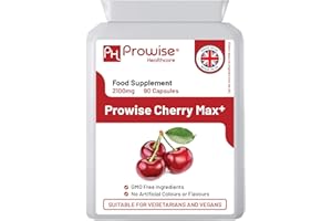 ‎PH PROWISE HEALTHCARE Cherry Max+ 2100mg Montmorency Cherry mit Schwarzkirsche I 90 vegane Kapseln hochfest I Hergestellt in Großbritannien von Prowise Healthcare