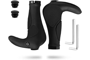 Simpeak Bicycle Handlebar Grips Ergonomic, Bike handle with Bar Ends Horns Rubber Comfortable Protector for BMX MTB (Suitable for 22.2mm)