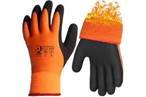 PROGANDA Arbeitshandschuhe Winter Wasserdicht - Thermo Warme Winterhandschuh Montagehandschuhe Grip Winterarbeitshandschuhe Arbeit Doppelbeschichte Nylon Isolierte Handschuhe (Orange, S (1er Pack))
