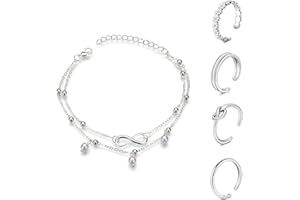 LAURITAMI Toe Rings Set Silver Open Finger Ring Joint Adjustable Vintage Knuckle Flower Leaf Diamond Foot Jewelry