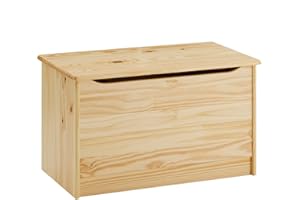 IDIMEX Spielzeugtruhe Hannah, praktische Aufbewahrungsbox aus massiver Kiefer in Natur, schöne Spielzeugkiste mit Klemmschutz