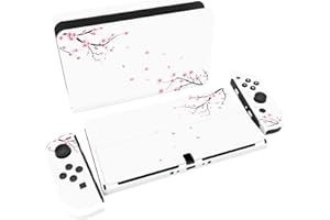 playvital Adesivo Skin Protettiva per Nintendo Switch OLED, Decal Sticker Vinile Compatibile con Joycon&Console&Dock&Grip, Fiore