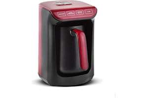 KARACA Hatır Roast Cafetière turque rouge 5 tasses Capacité Beaucoup de mousse, 535 W, système d'alerte vocale, système d'alerte lumineuse, cuillère à mesurer, nettoyage facile