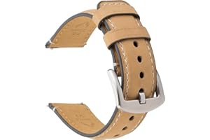 Fullmosa Skórzany pasek do zegarka z metalowym zapięciem ze stali nierdzewnej, pasek zamienny w stylu vintage, pasek do zegarka 22 mm 20 mm 18 mm, akcesoria do bransoletki dla kobiet mężczyzn