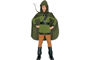 FIESTAS GUIRCA | Disfraz de Arquero Infantil - Camiseta, Capa, Capucha, Muñequera y Pantalón - Disfraces de Medieval, Bandidos y Mosqueteros para Carnaval y Halloween - Ideal para Niños