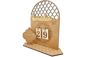 PREVESSEL Ramadan Kalender, Eid Mubarak Dekoration DIY Ramadan aus Holz Countdown-kalender Ornament Gebet Ramadan Mubarak Deko Wohnzimmer Ramadan Geschenke für Kinder