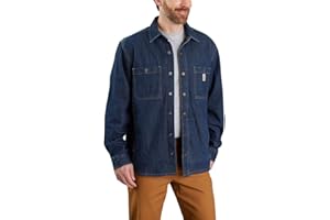 Carhartt Koszulka robocza zapinana na guziki Mężczyźni Luźny krój Denim Fleece Lined Snap-Front Shirt