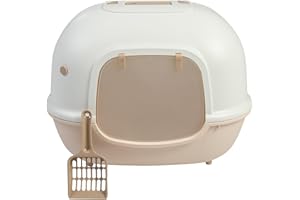 Iris Ohyama, Bandeja sanitaria para gatos, Bandeja sanitaria cerrada, Cuchara, A40 x F51 x A39 cm, WNT-510, Beige