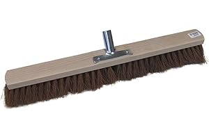MASTA Escoba con cerdas de coco y cuerpo de madera, soporte de mango de metal, 60 cm, sin mango.