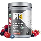 MuscleBlaze Micronised Creatine Monohydrate CreAMP Powder, Juicy Berries (80 Servings, 320g) | Trustified Certified Creatine