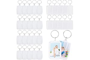 RAFIYU 30 Piezas Llaveros Acrilicos Transparentes, Llaveros Foto en Blanco, Llaveros para Personalizar Llaveros con Fotos, Llaveros de Doble Cara Foto Regalo para Pareja Familiar Aniversario Cumpleaño