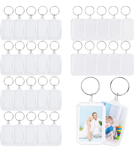 juzishangdian Porte-Clés Photo 30 Pièces Porte Clé Transparent en Acrylique avec Anneau Porte Cle Personnalise Porte Clef Photo Porte Clé Vide Keychain, Pour Des Photos Souvenirs Bricolage (4x5.5cm