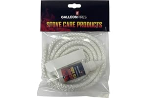 GALLEON FIRES 9mm Stove Rope for Stove Door,Woodburning Replacement Rope Kit, White Rope Seal Pack (with Large 50ml Super Seal Glue) 9mm x 2M