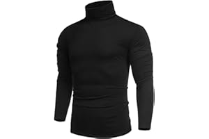 COOFANDY Camiseta Hombre Cuello Alto Jersey Finito Ajustado de Manga Larga Camiseta Termica Suéter Básica Top Slim Fit Color Sólido