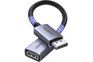 UGREEN 4K Displayport auf HDMI Adapter, Unidirektional DP auf HDMI 4K@30Hz 2K@60Hz 1080P@120Hz, Kompatibel mit Laptop PC Monitor Grafikkarten TV Projektor HP Dell AMD GPU NVIDIA